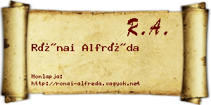 Rónai Alfréda névjegykártya